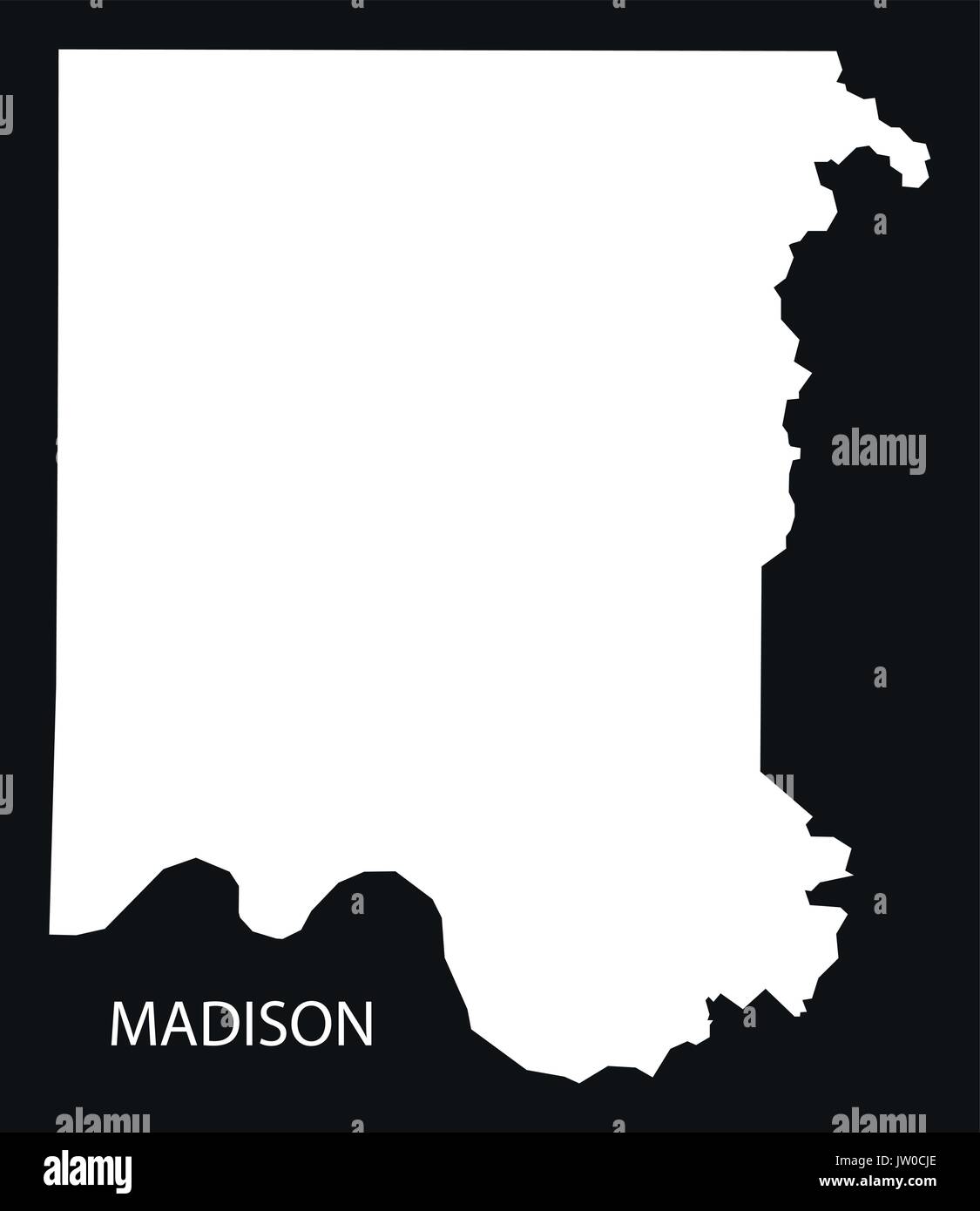 Madison county map di Alabama USA nero illustrazione invertito Illustrazione Vettoriale