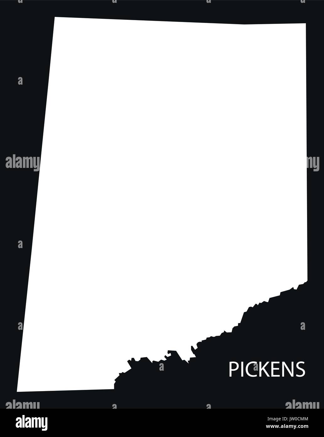 La contea di Pickens mappa di Alabama USA nero illustrazione invertito Illustrazione Vettoriale