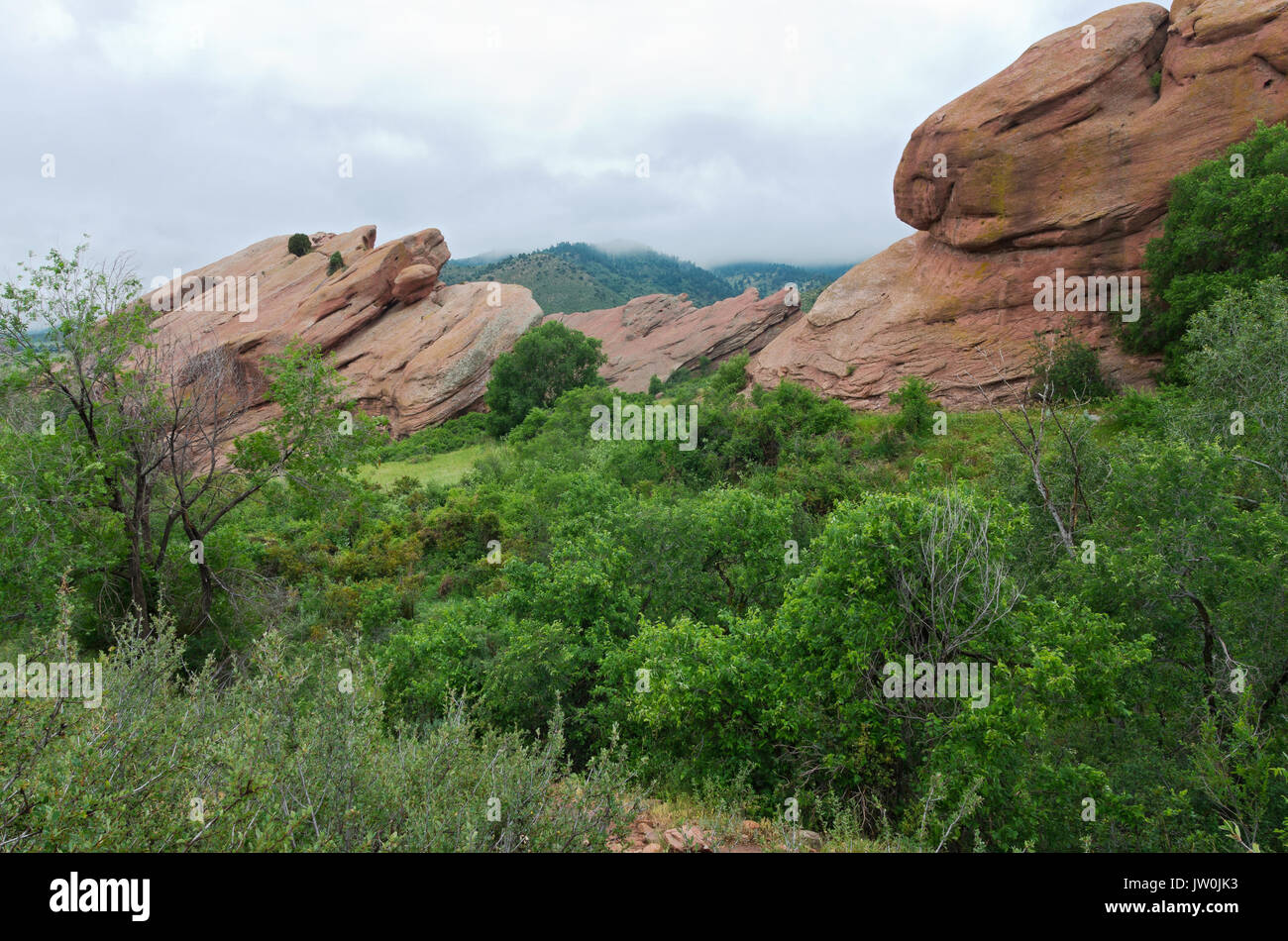 Red Rocks Parco Valle forme di roccia e montagne in Jefferson county colorado Foto Stock