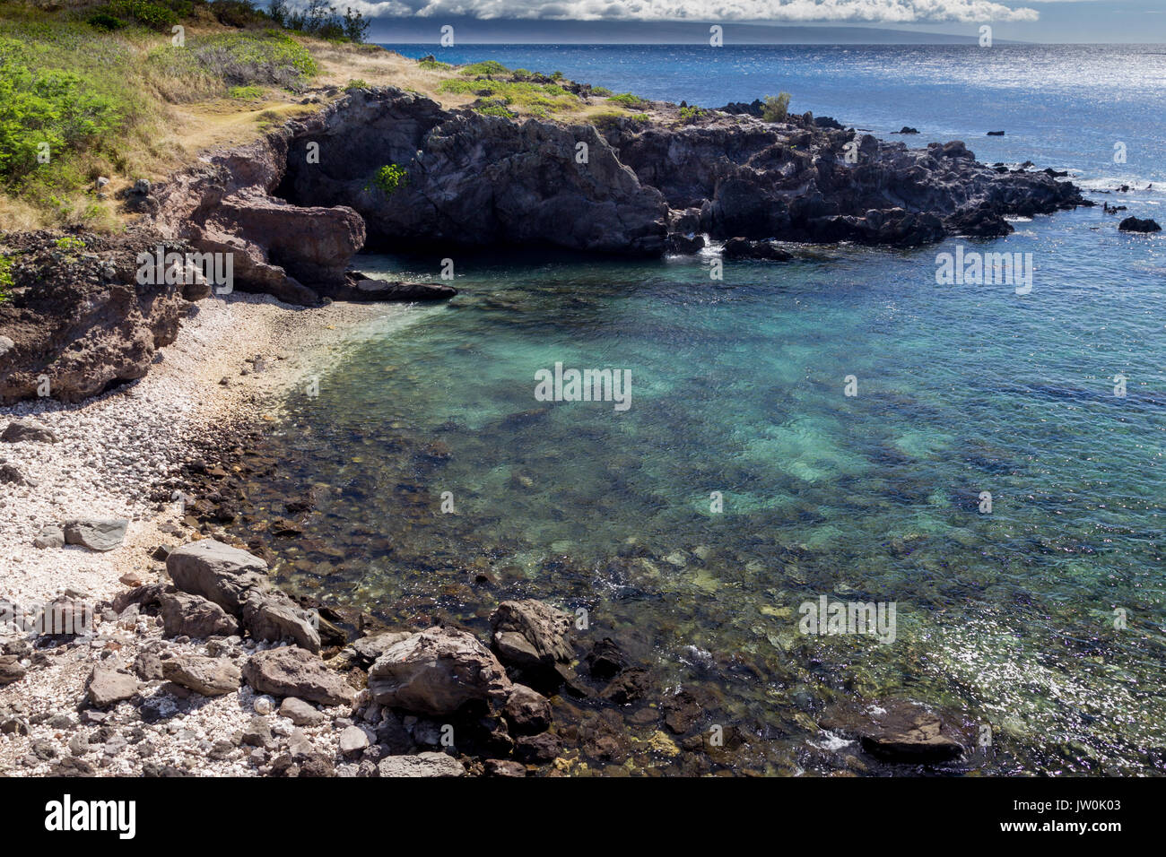 Il paesaggio costiero del Kapalua Sentiero costiero di Maui, Hawaii, Stati Uniti d'America. Foto Stock