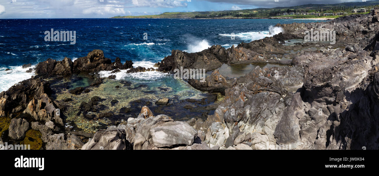 Il paesaggio costiero del Kapalua Sentiero costiero di Maui, Hawaii, Stati Uniti d'America. Foto Stock