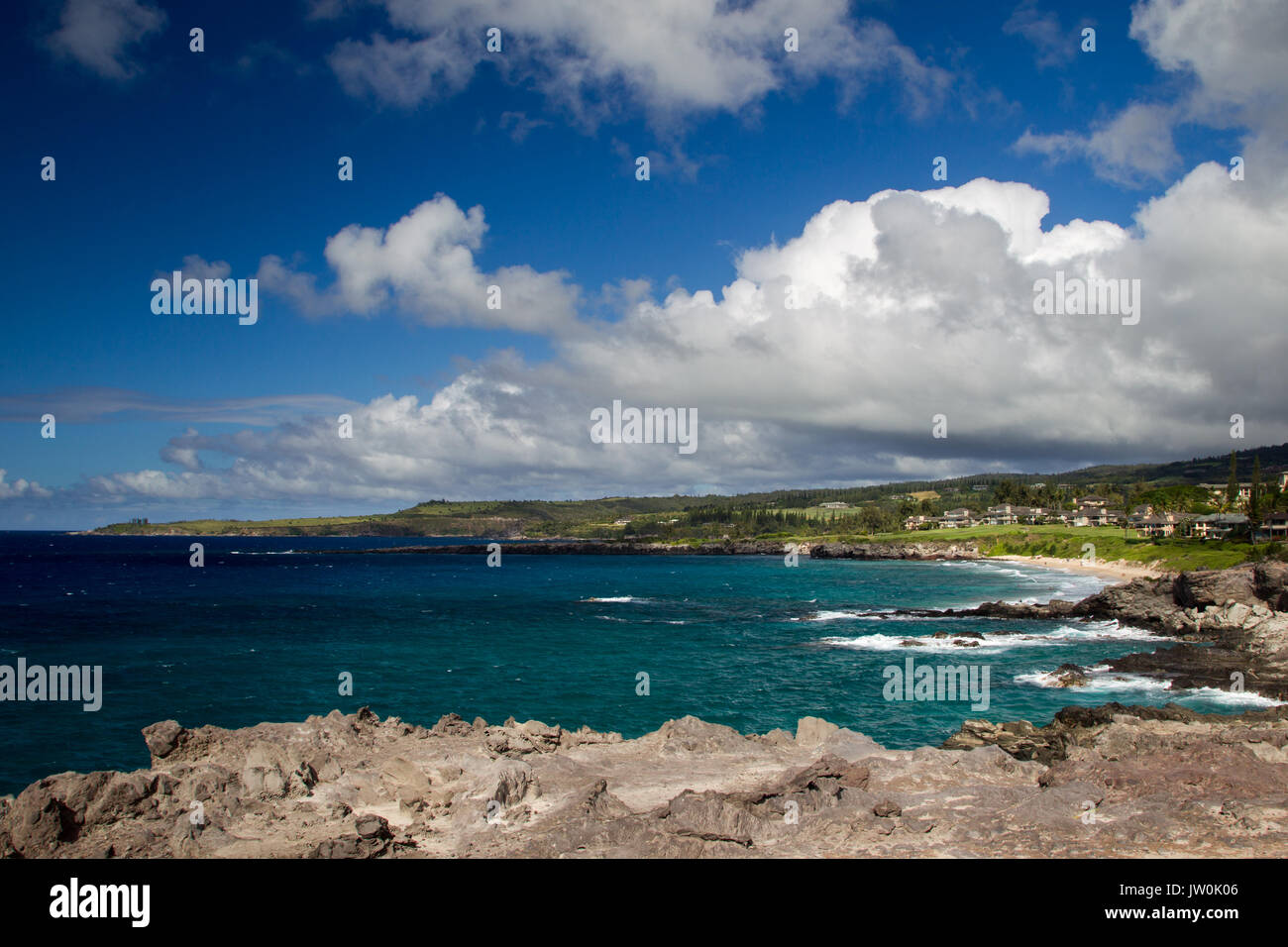 Il paesaggio costiero del Kapalua Sentiero costiero di Maui, Hawaii, Stati Uniti d'America. Foto Stock