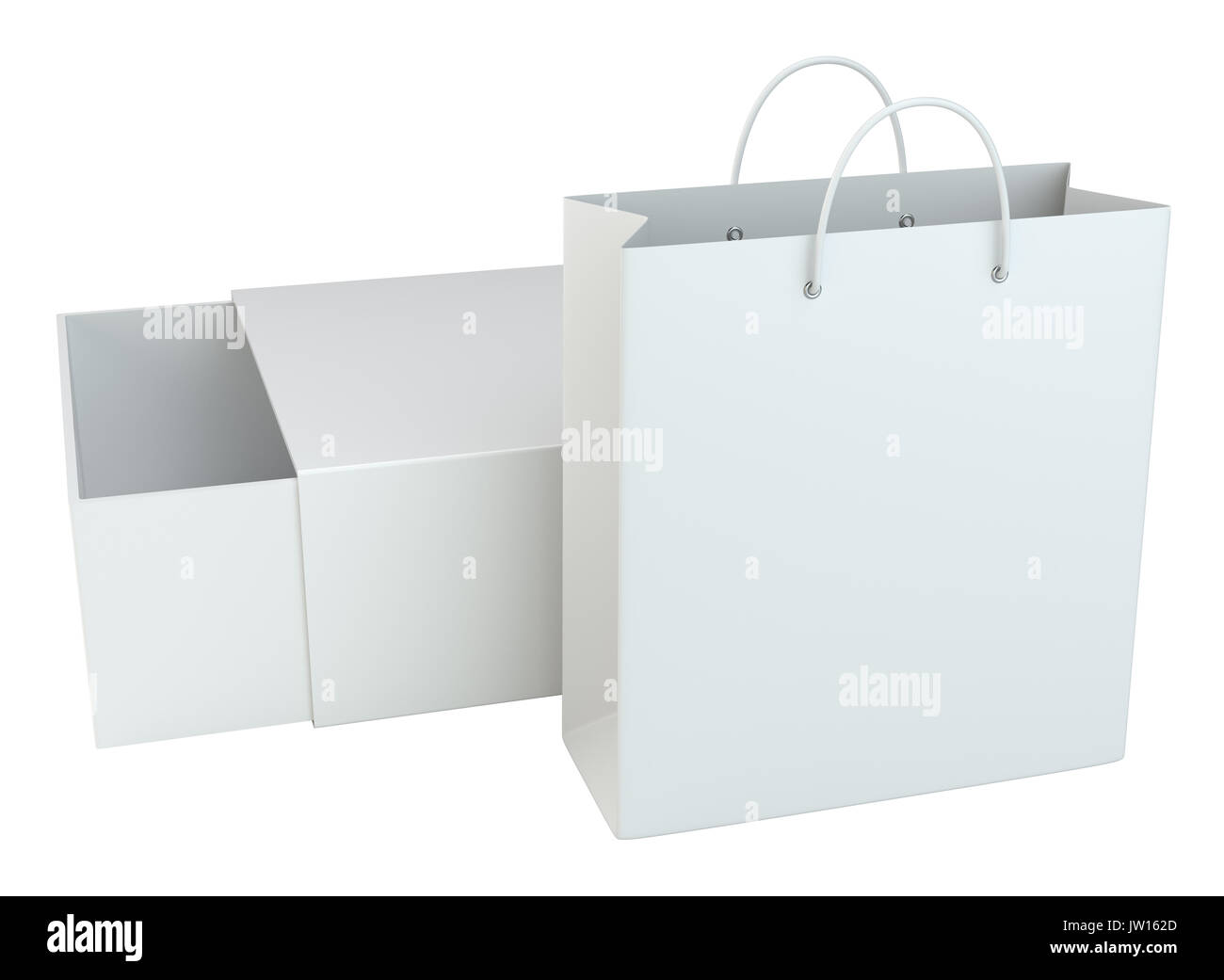 Svuotare le borse della spesa su sfondo bianco per la pubblicità e il branding. Il rendering 3d. Foto Stock