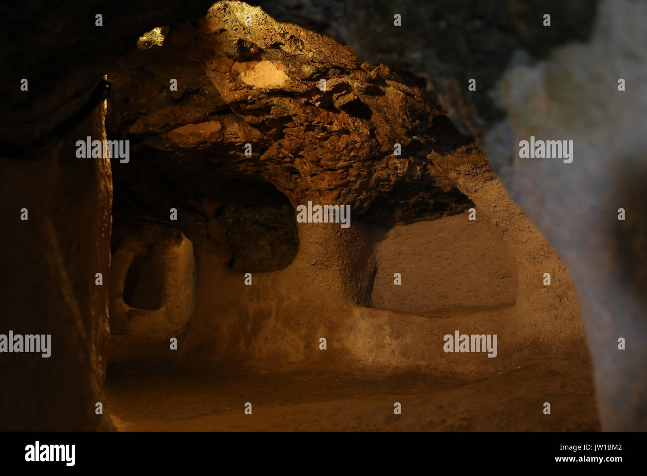 Ovaoren Città sotterranea in Cappadocia, Nevsehir, Turchia Foto Stock