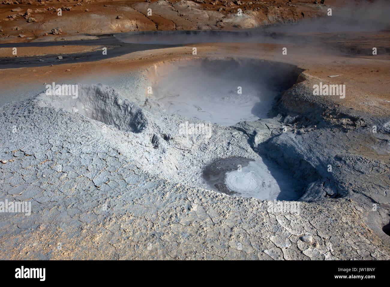 Piscina di fango in Hverir area geotermica Foto Stock