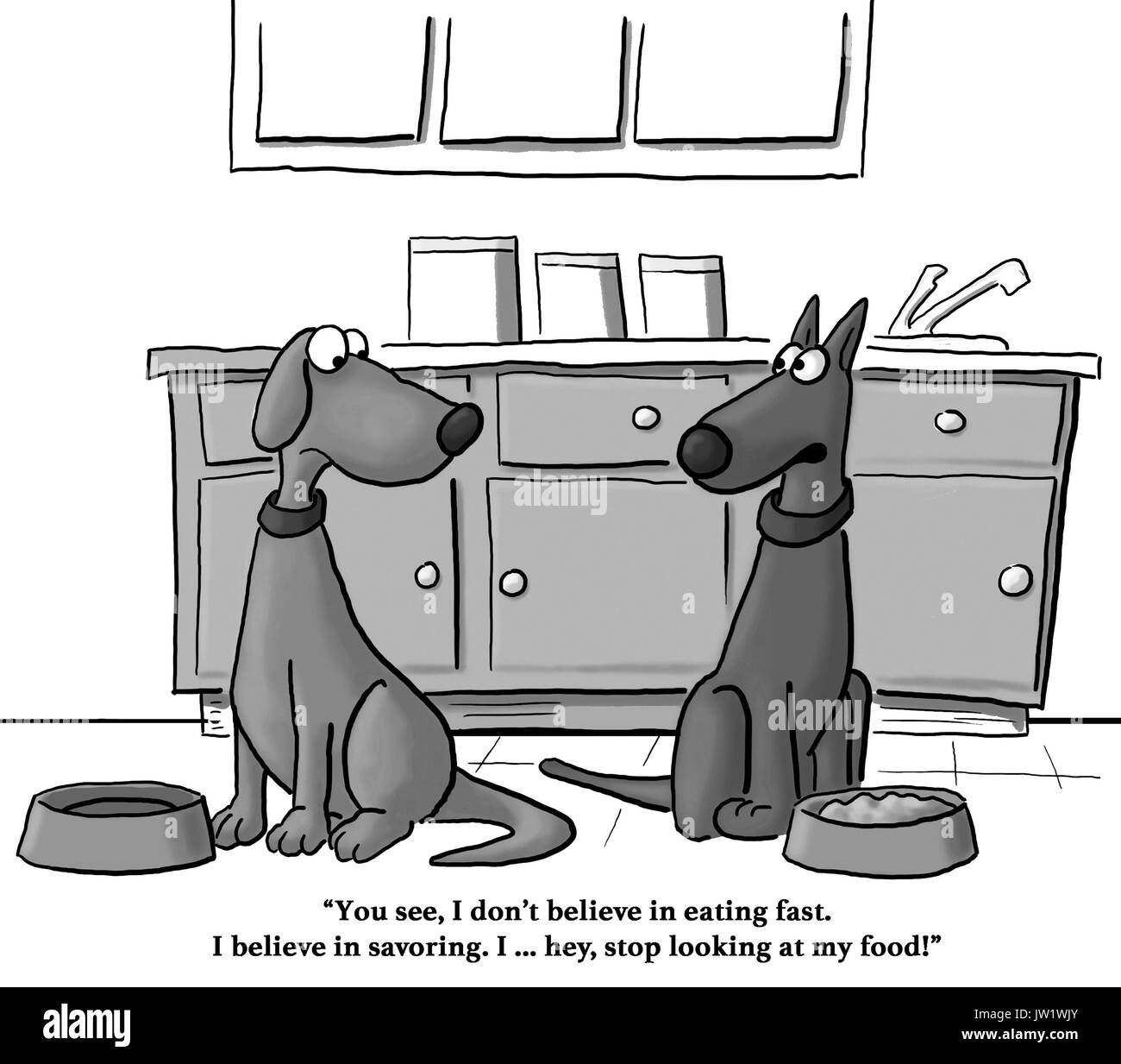 "Voglio che il mio pickle?' un cane per un'altra. Foto Stock