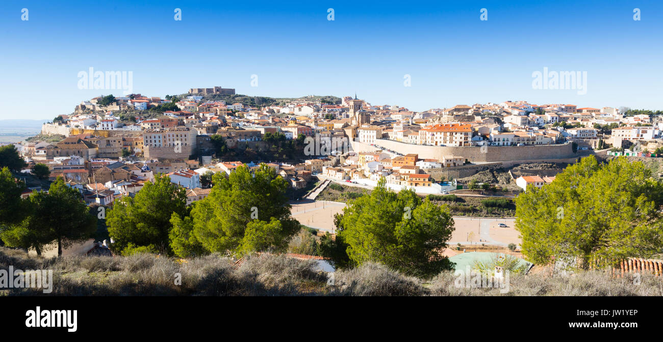 Vista generale di Chinchilla de Monte-Aragon. Spagna Foto Stock