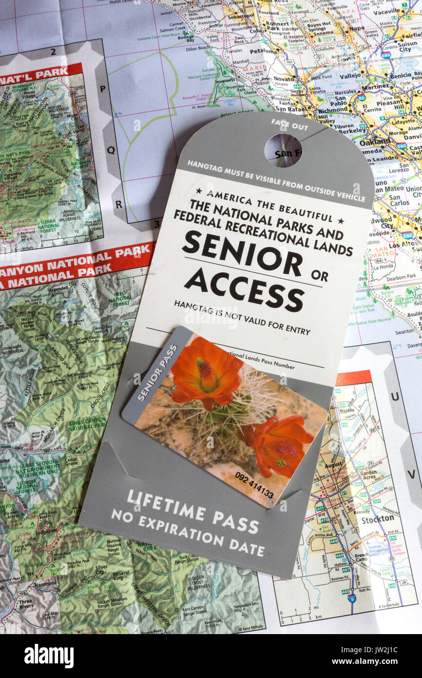 Parchi nazionali di Durata servizio Senior Pass e mappe, STATI UNITI D'AMERICA Foto Stock