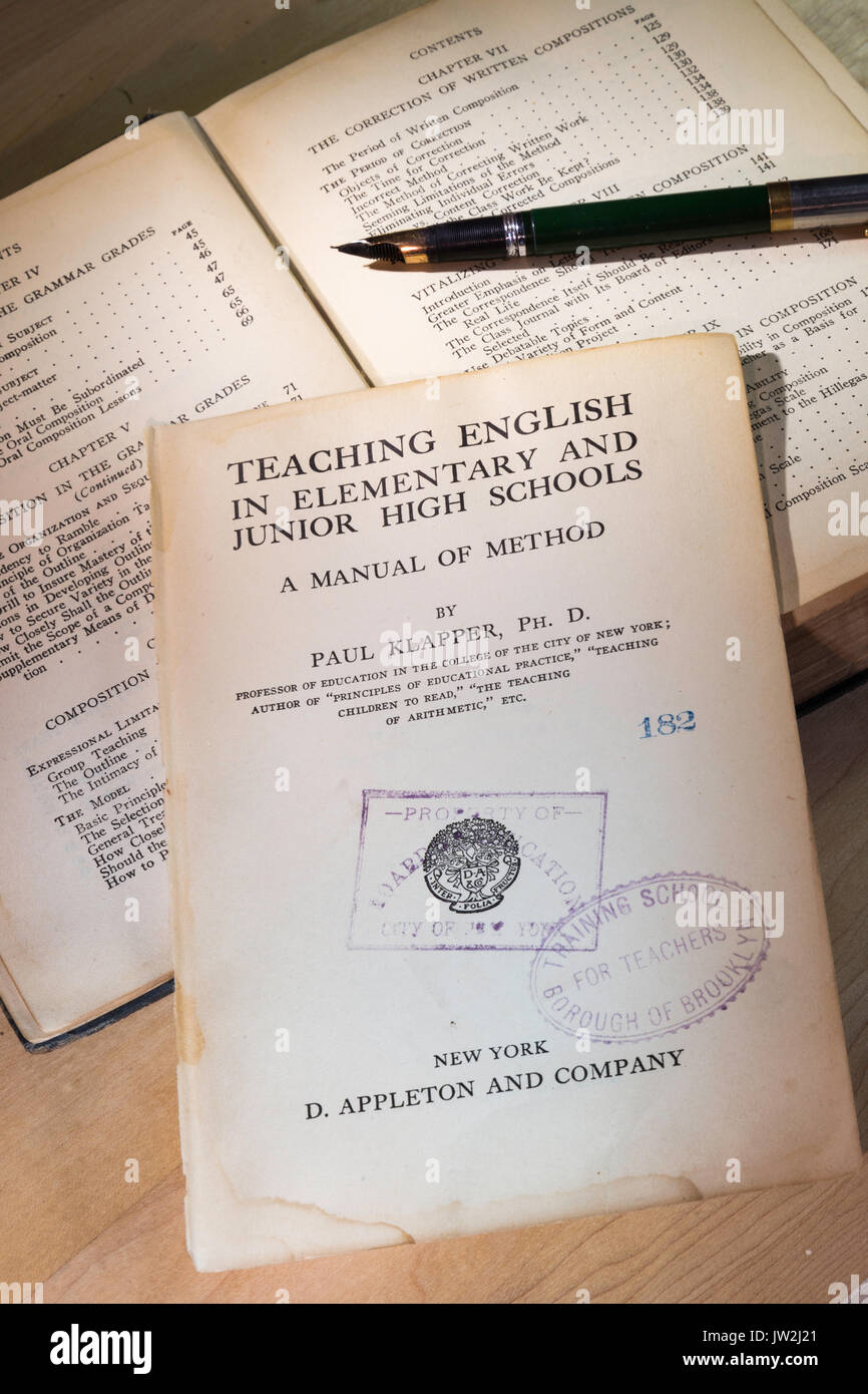 1915 edizione di "insegnare inglese a elementari e Scuole Medie " libro di Paolo Klapper, STATI UNITI D'AMERICA Foto Stock