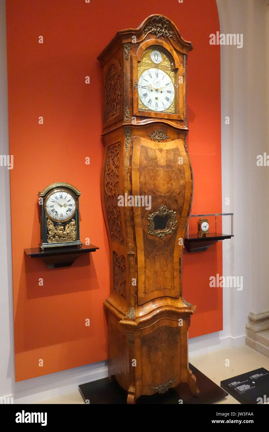 Longcase orologio con movimento musicale (centro), Johann Gottfried Kaufman, 1774 Mathematisch Physikalischer Salon, Dresden DSC07968 Foto Stock