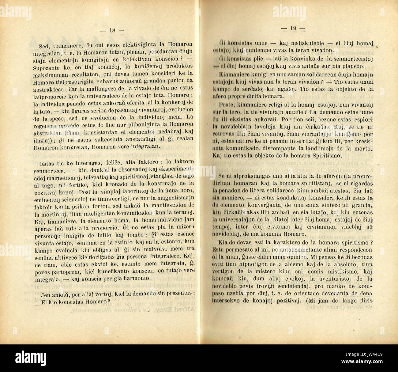 1911 Esperanta Psikistaro 18 19 Foto Stock