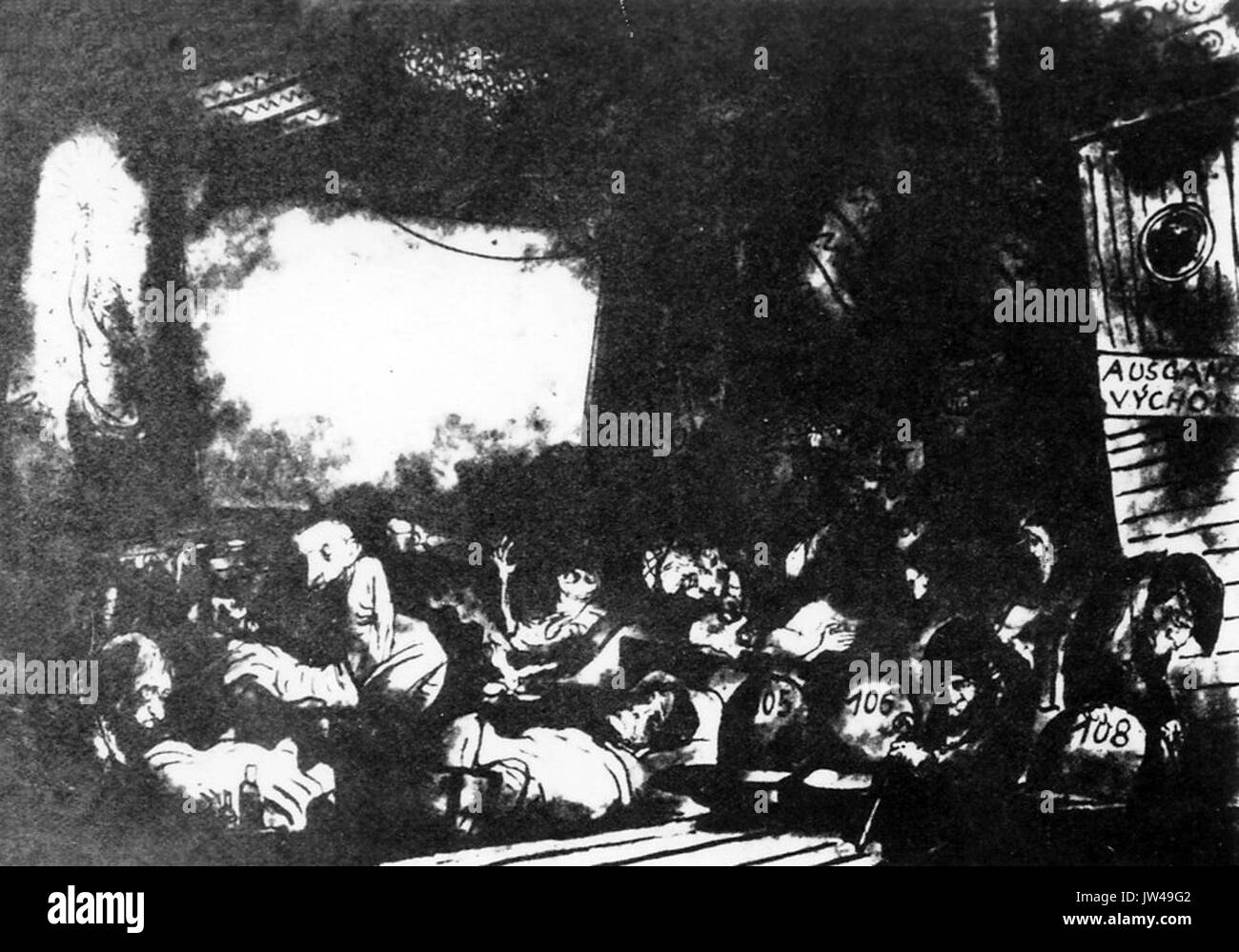 Un' infermeria in una sala cinematografica di Terezin (Theresienstadt ghetto) Foto Stock