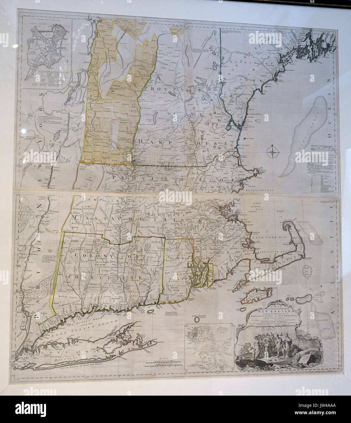 Una mappa di la maggior parte abitata del New England, da Thomas Jefferys, Londra, Inghilterra, stampato da William Faden, 1774 Bennington Museum Bennington, VT DSC08732 Foto Stock