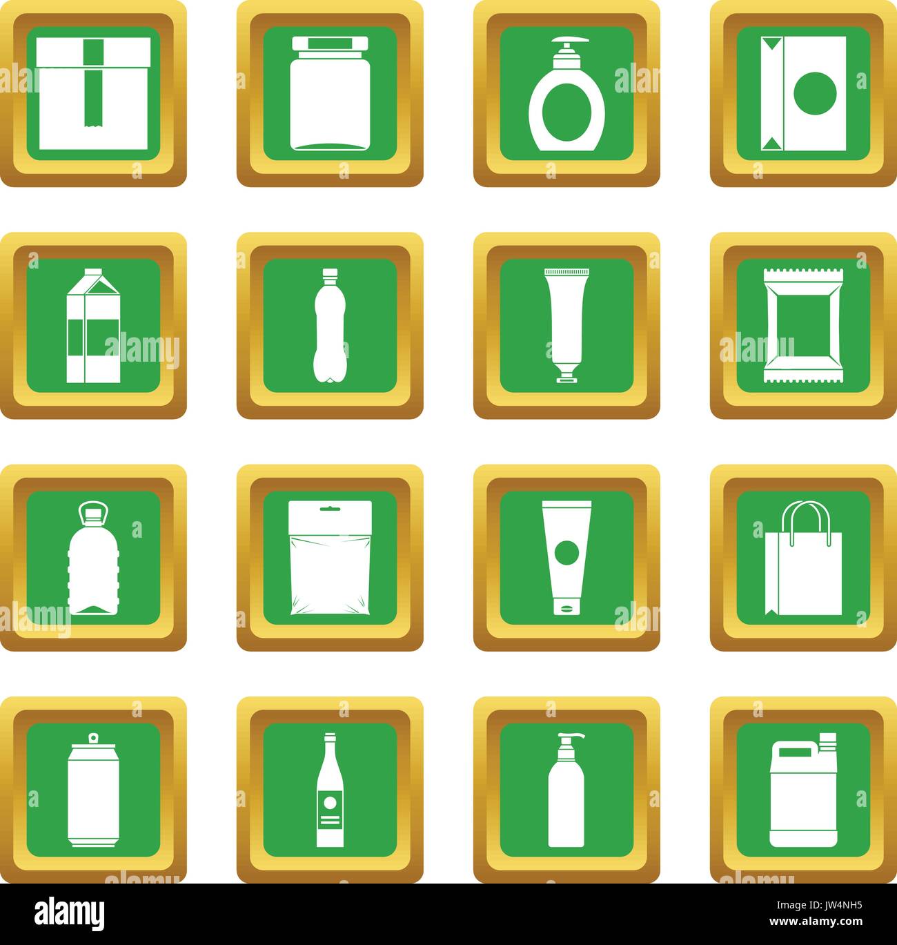 Gli elementi di confezionamento set di icone di colore verde Illustrazione Vettoriale Gli elementi di confezionamento set di icone di colore verde Illustrazione Vettoriale
