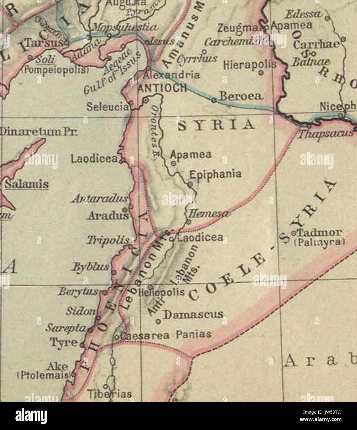 Mappa dettagliata della Siria romana Foto Stock