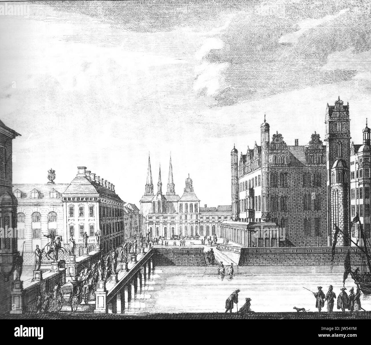 Berlin Schlossplatz (Pieter Schenk um 1700) Foto Stock