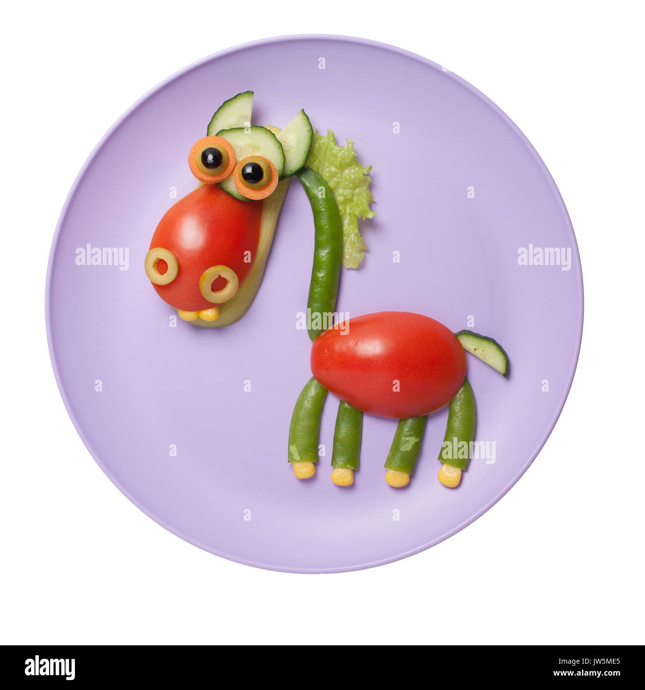 Compilato a cavallo di verdura cruda sulla piastra Foto Stock