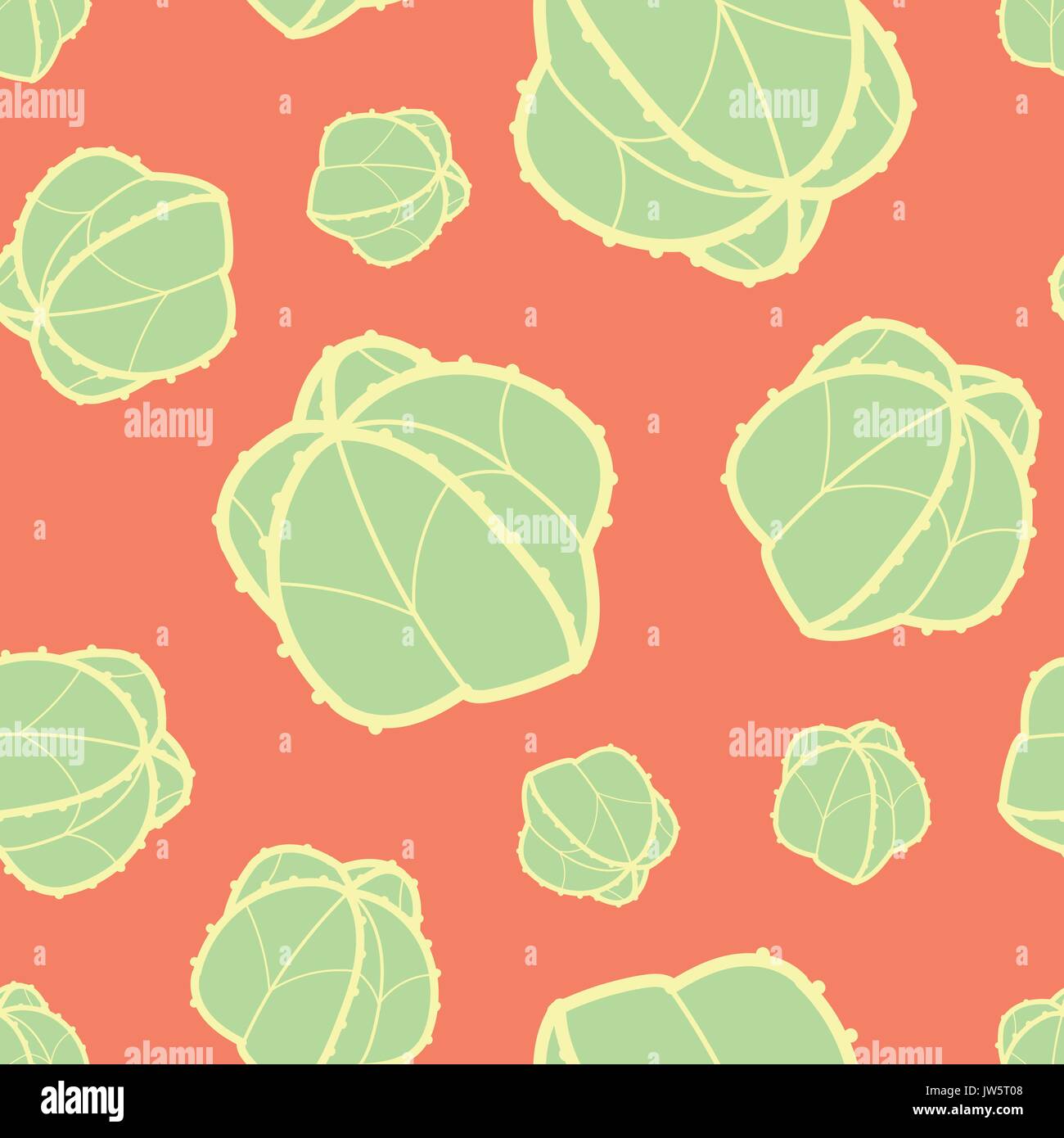 Succulenta in pastello contorno giallo e verde piano su sfondo rosso. disegnati a mano stile. pattern perfetta illustrazione vettoriale. Illustrazione Vettoriale