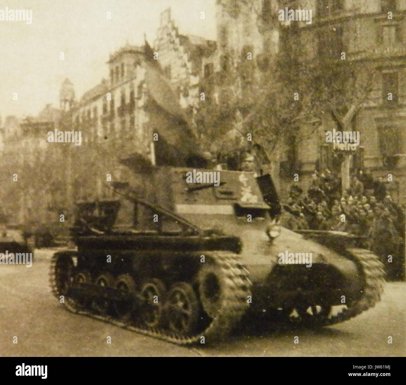 Panzerbefehlswagen desfilant una Barcellona 1939 Foto Stock