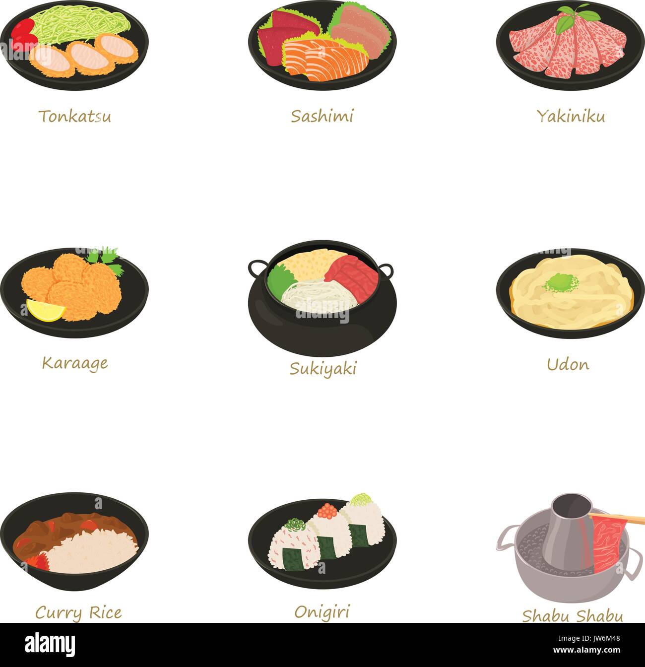 Sushi set di icone, stile cartoon Illustrazione Vettoriale
