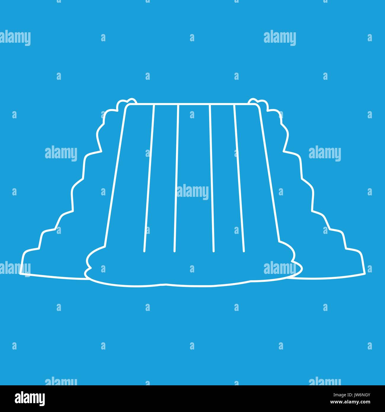 Icona della cascata, stile contorno Illustrazione Vettoriale