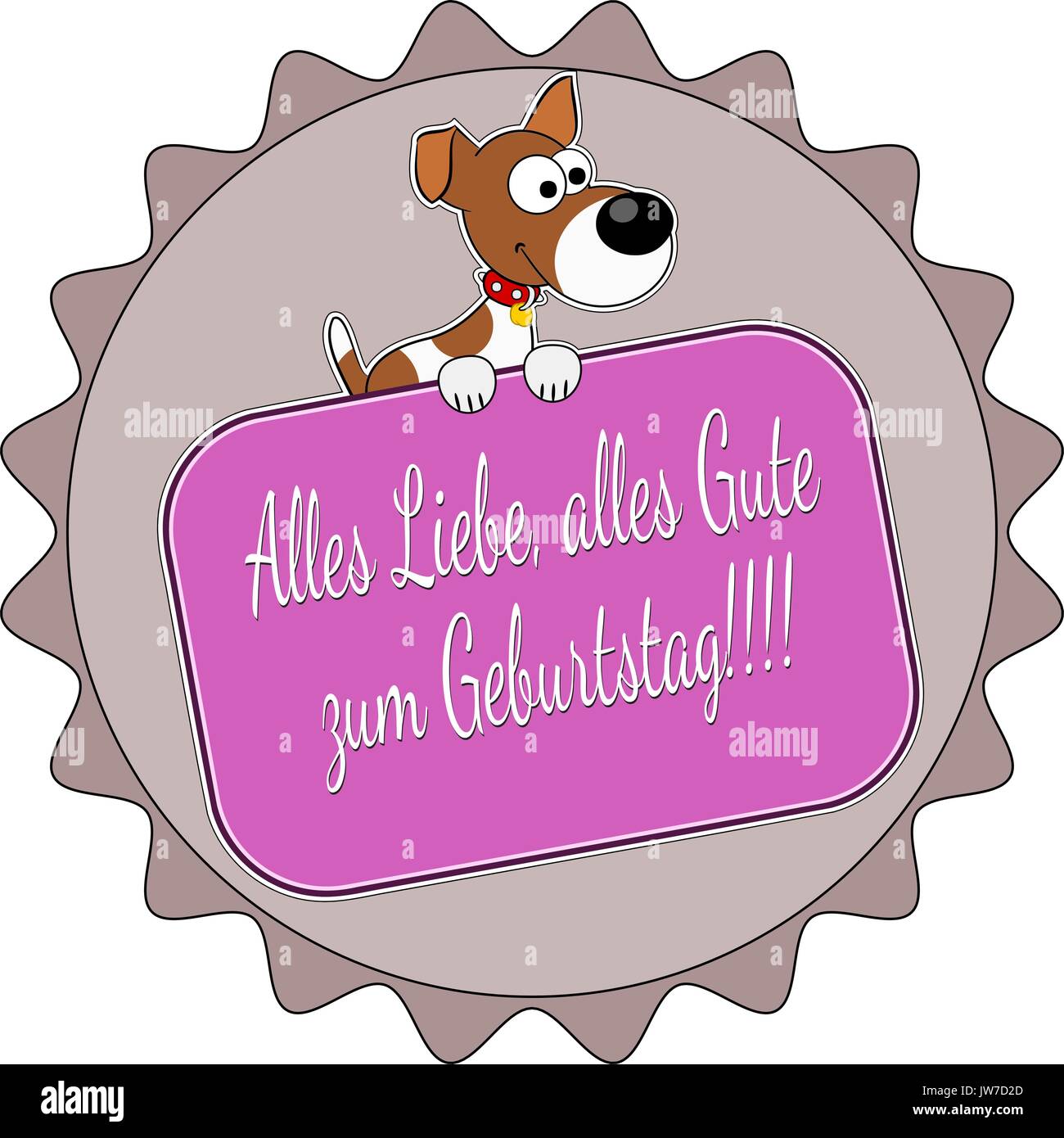 Il Badge Con Un Terrier E Le Parole Tedesche Buon Compleanno Immagine E Vettoriale Alamy