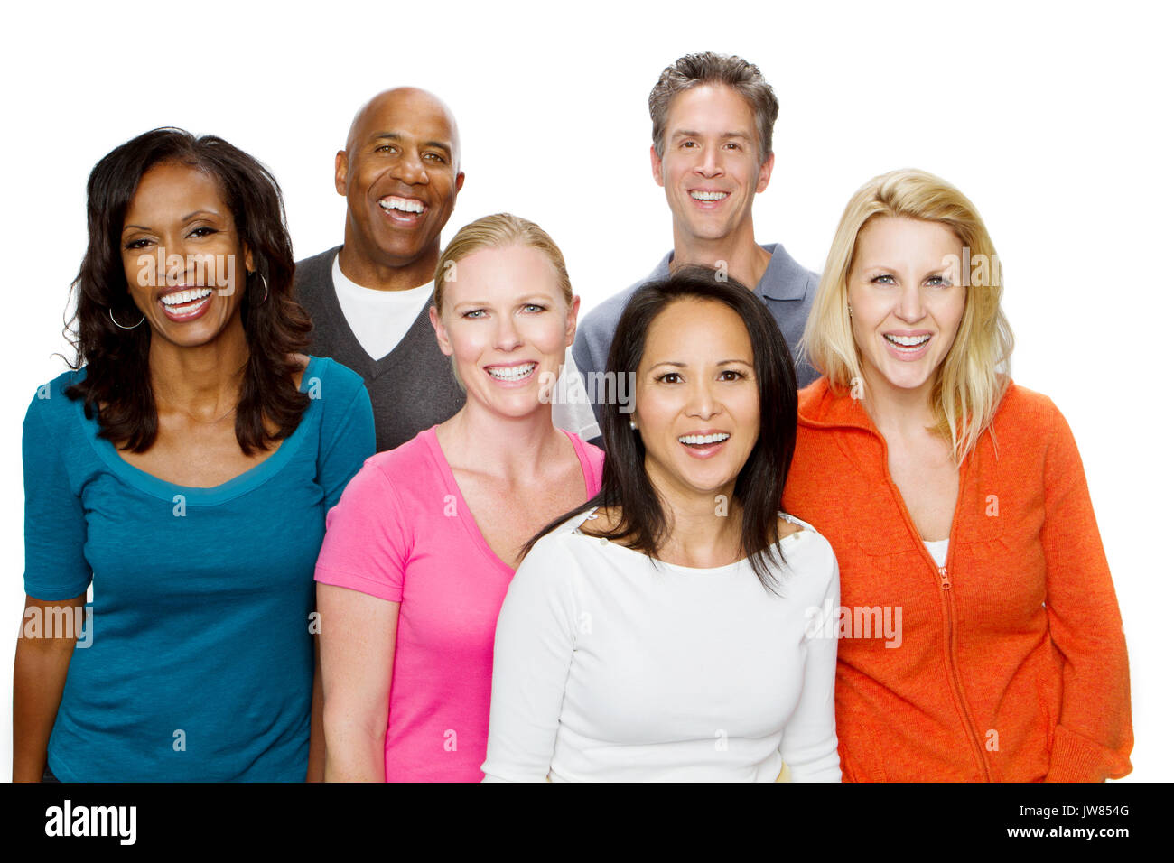 Multi etnico gruppo di amici sorridente. Foto Stock