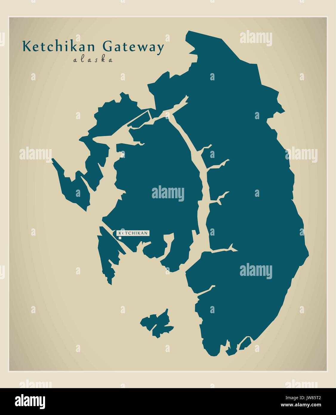Mappa moderno - Gateway Ketchikan Alaska county USA illustrazione Illustrazione Vettoriale
