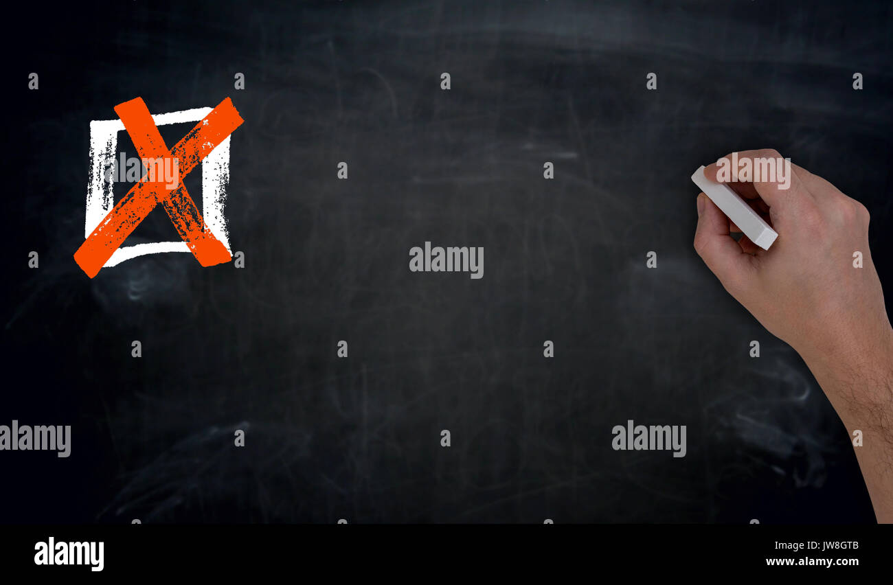 Elenco di controllo con spazio copia scritta a mano sulla lavagna. Foto Stock