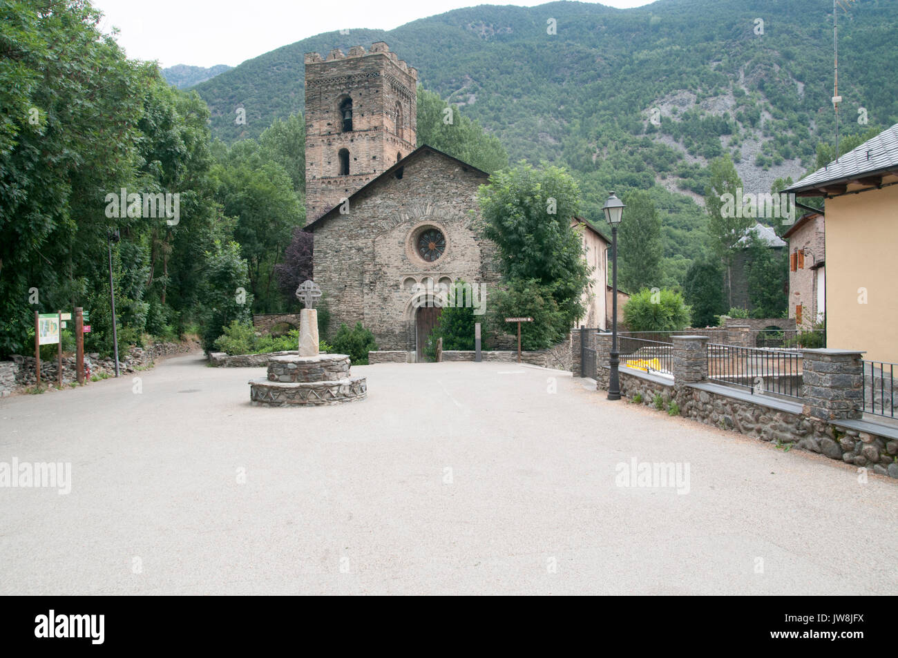 Santa Maria de Ribera Chiesa, Vall de Cardós Catalogna Spagna Foto Stock