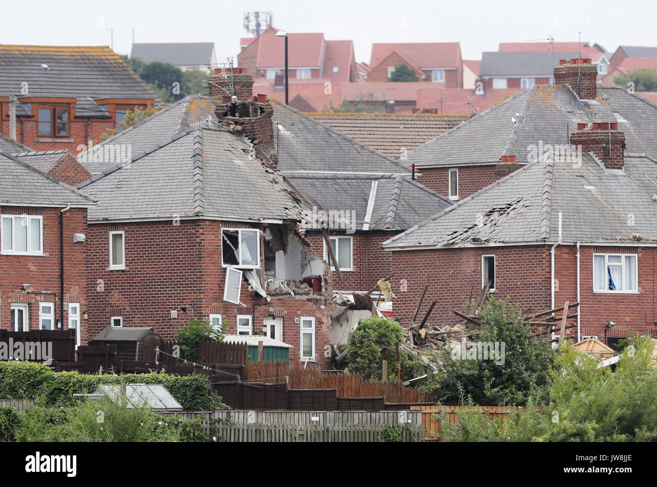 Danni a proprietà in Rosslyn Avenue, Sunderland, dopo un'esplosione. Foto Stock