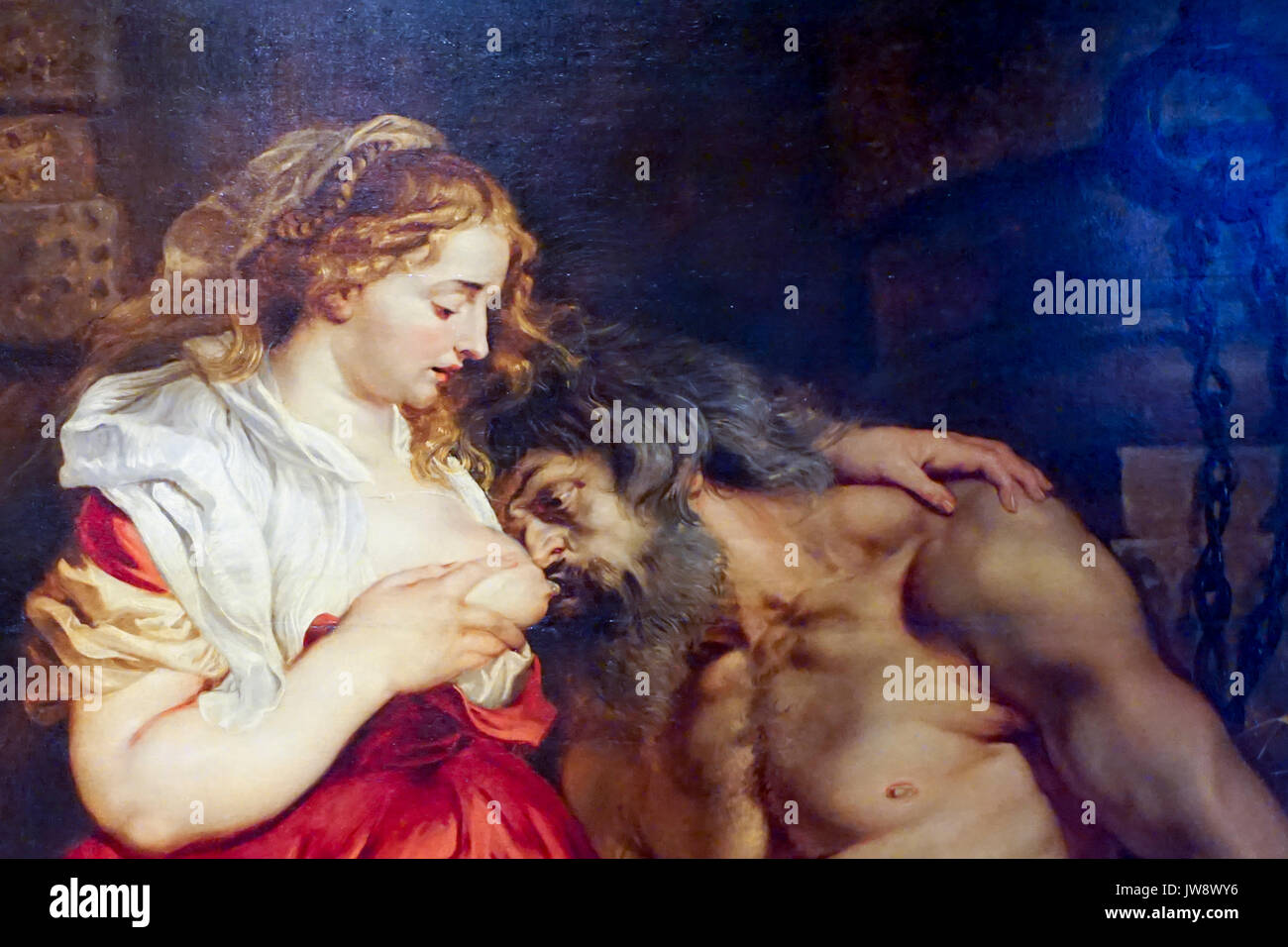 "Carità Romana' da Peter Paul Rubens (c. 1612) allo stato Museo Hermitage. Un museo di arte e cultura in San Pietroburgo, Russia. Il più grande e il Foto Stock