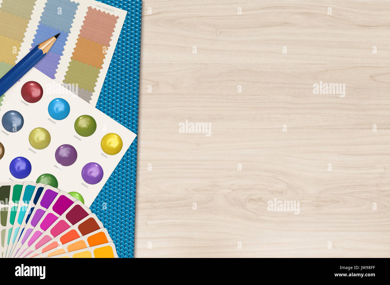 Campione di colore e il modello grafico su uno sfondo di legno Foto Stock