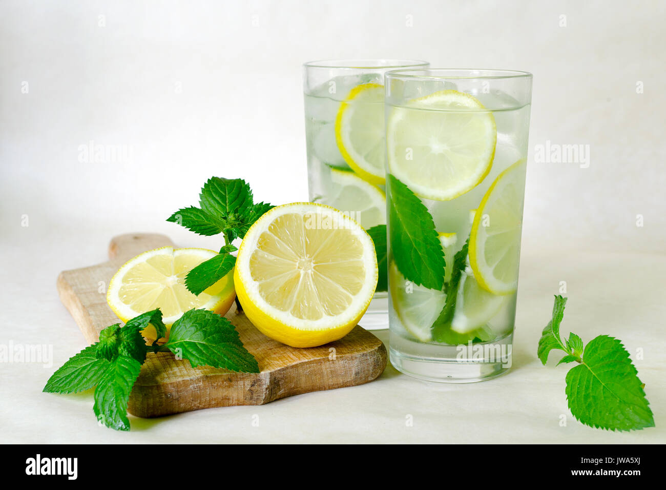 Succo Di Limone E Menta Detox Acqua Home Fatto Limonata Con La Menta Limone E Ghiaccio