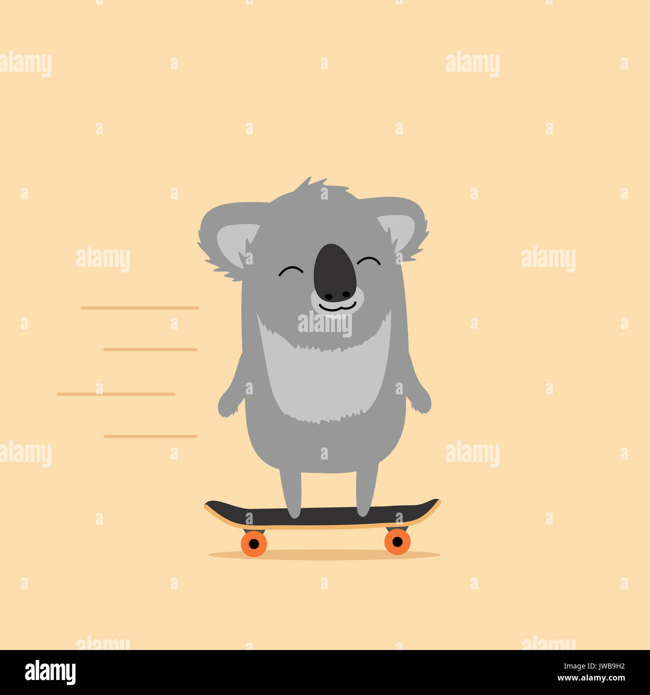 Il Koala lo skateboard. Cartoon carino illustrazione Foto Stock