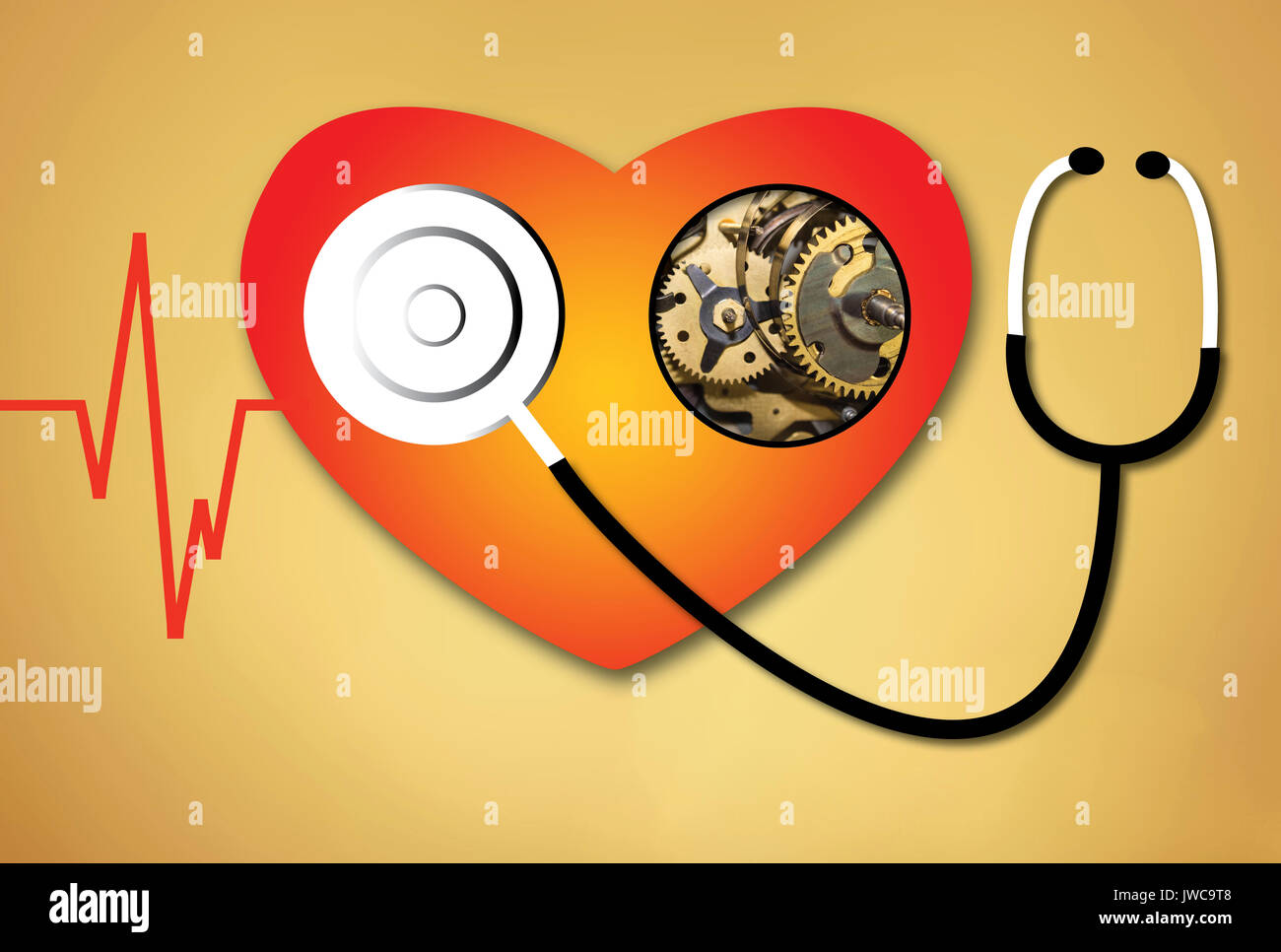 Linea di heartbeat cuore Cardio Foto Stock