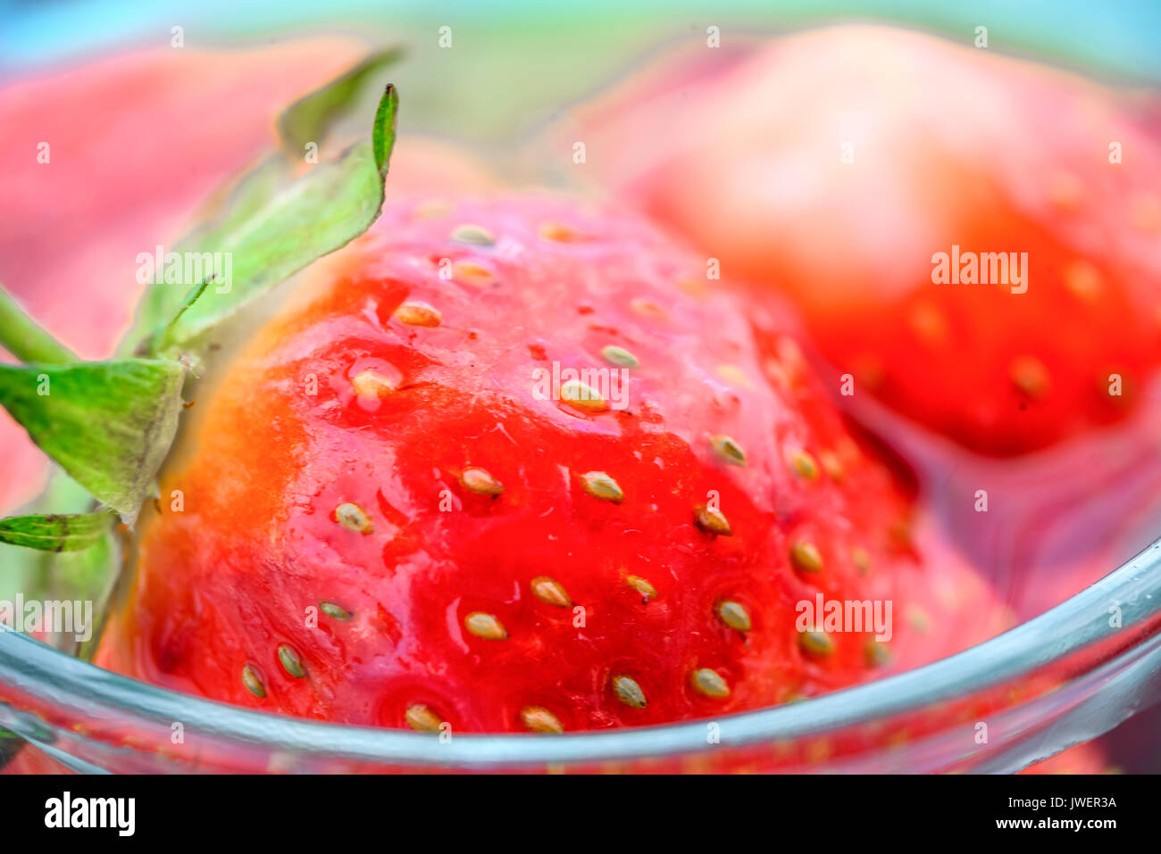 Foto macro texture di succose fragole Foto Stock