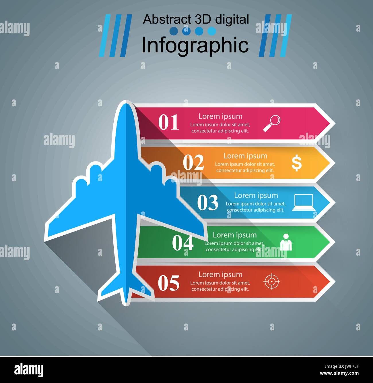 Aeroplano Infographics stile origami illustrazione vettoriale. Illustrazione Vettoriale