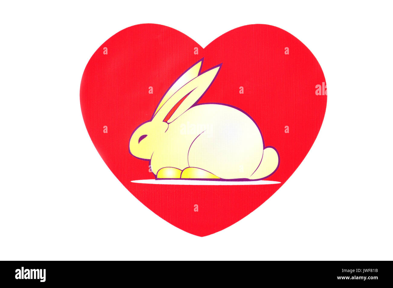 Bunny dell'amore. Coniglio in un cuore rosso. Foto Stock