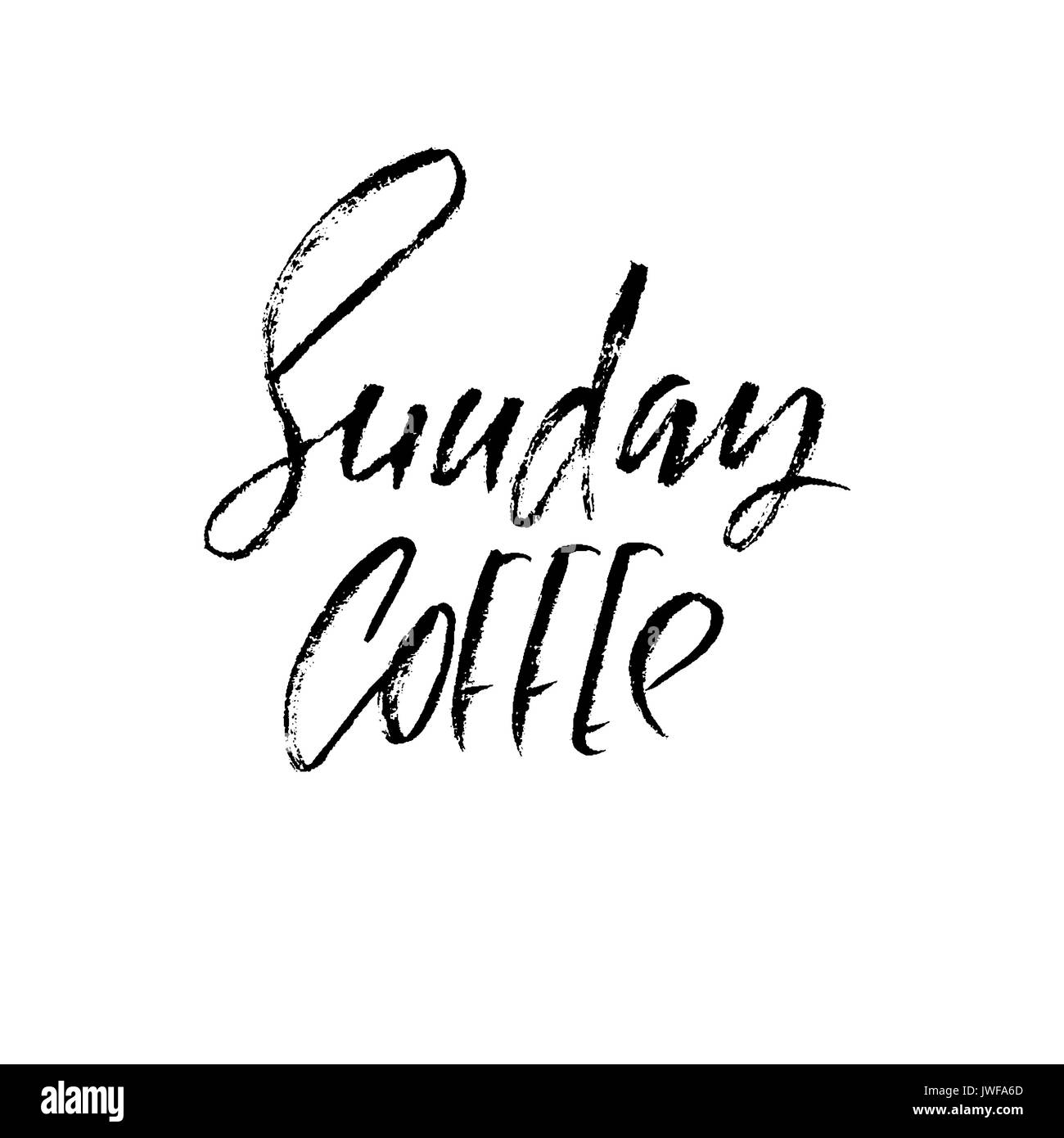 Domenica il caffè. Moderno pennello asciutto lettering. Citazioni di caffè. Scritto a mano il design. Cafe poster, Stampa modello. Illustrazione Vettoriale. Illustrazione Vettoriale