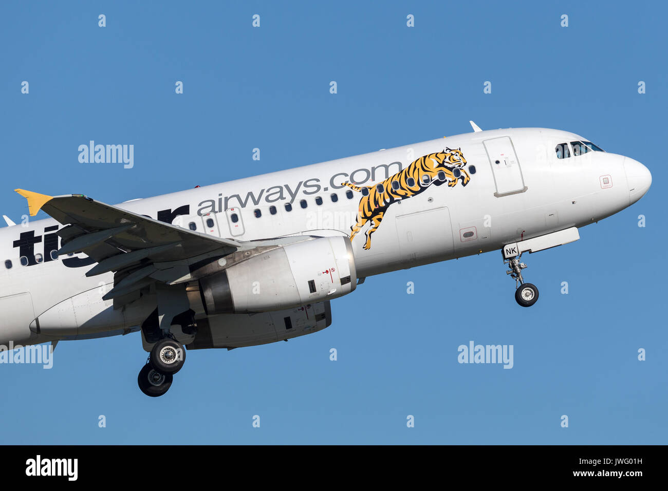 Tiger Airways (Tigerair) un aeromobile di tipo Airbus A320. Foto Stock