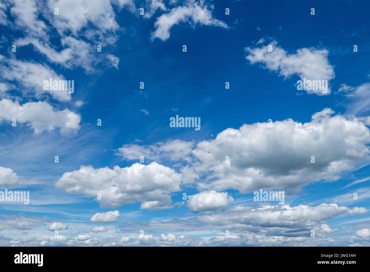 Cumuluswolken am blauen Himmel Foto Stock