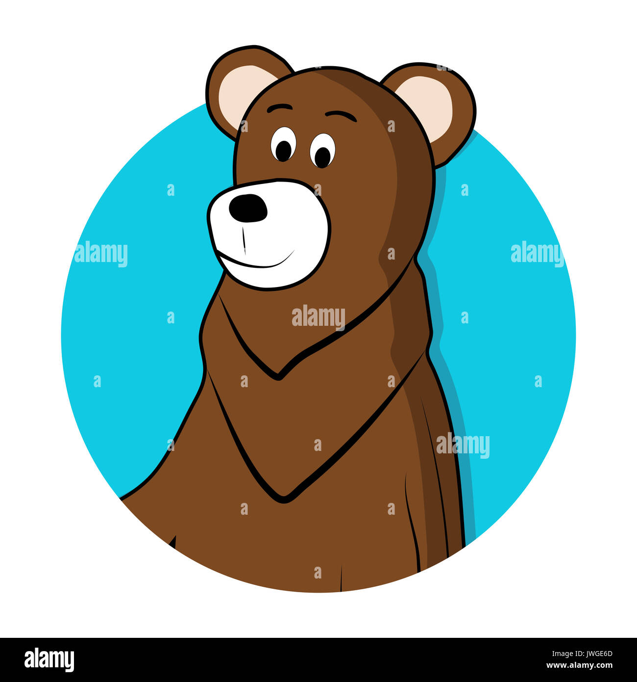 Orso grizzly marrone avatar icona. Orso bruno cartoon animale. Illustrazione Vettoriale Foto Stock