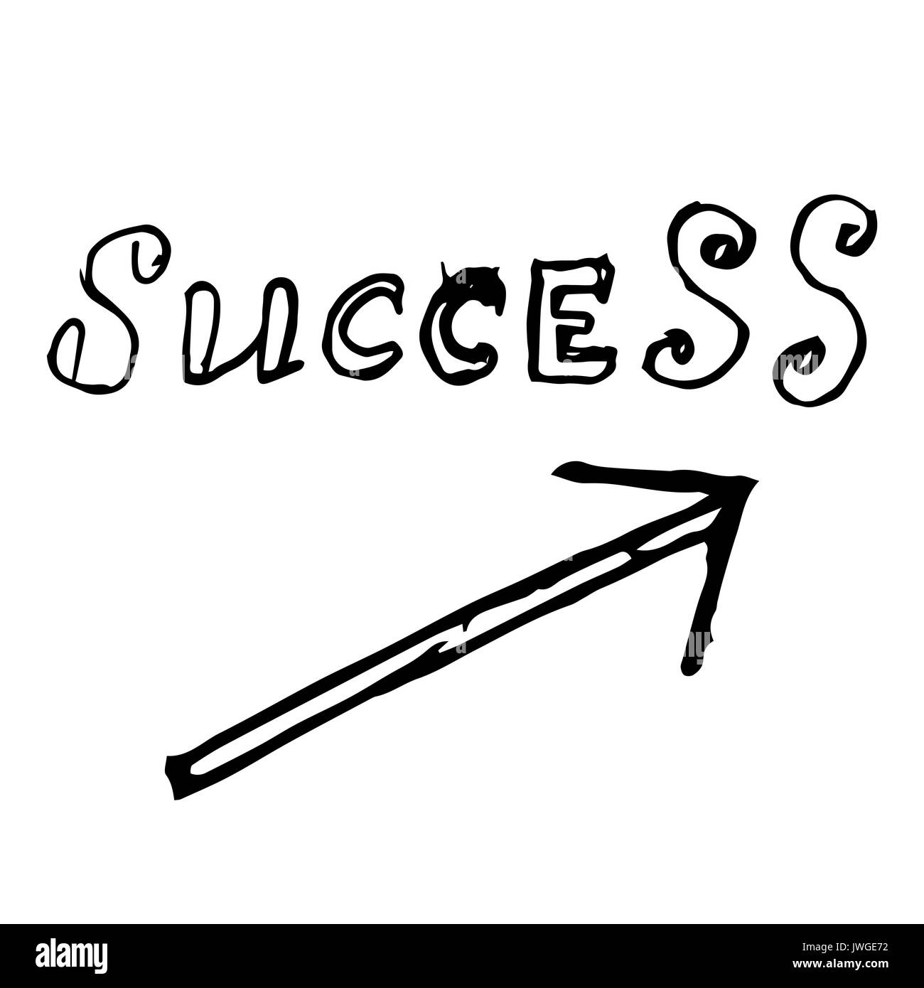Freccia in alto successo disegnati a mano. Pennarello nero successo freccia verso l'alto, il successo del concetto e realizzazione, la crescita e la motivazione. Illustrazione Vettoriale Foto Stock