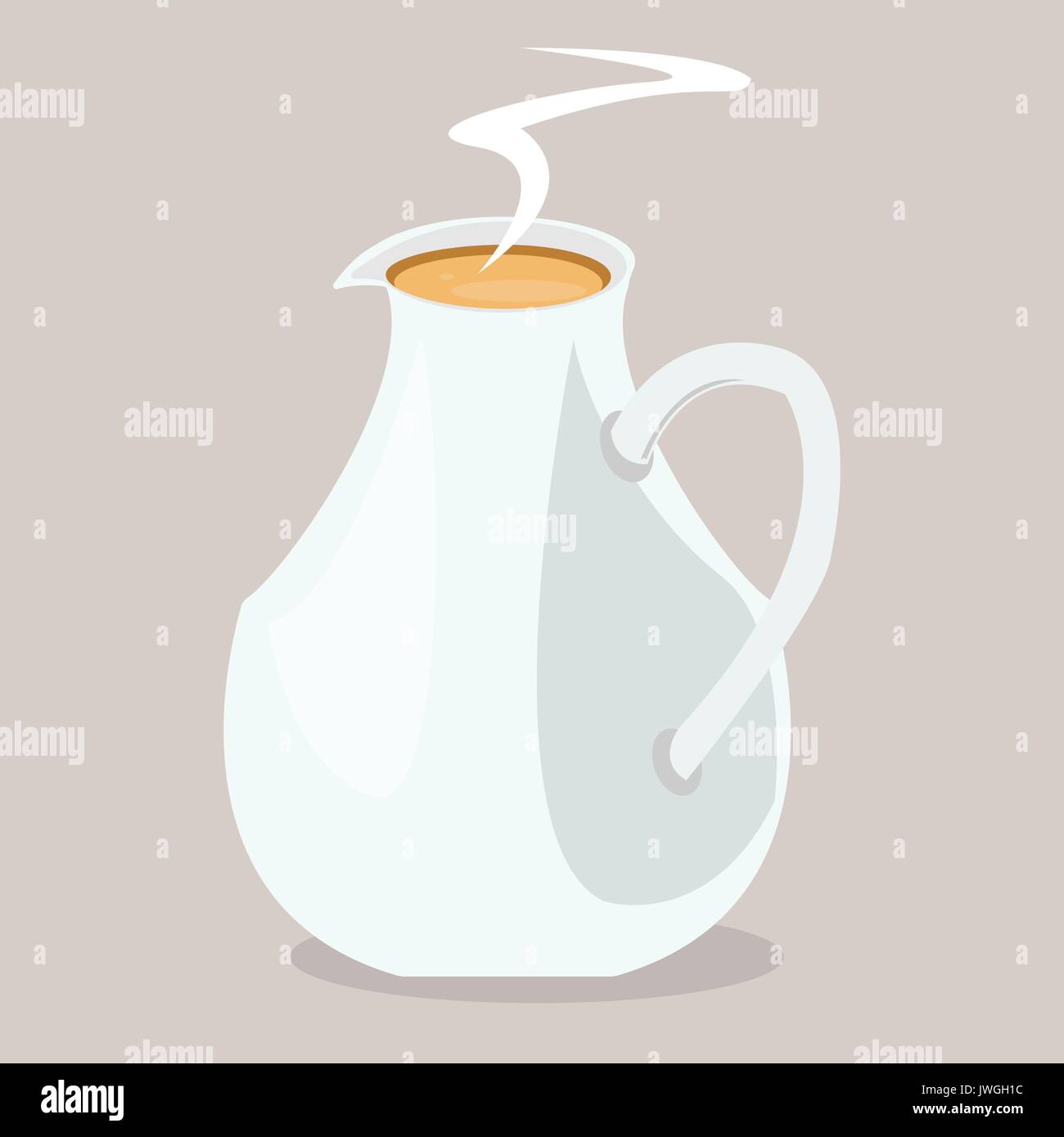 Pentola di latte con latte caldo illustrazione piatta Illustrazione Vettoriale