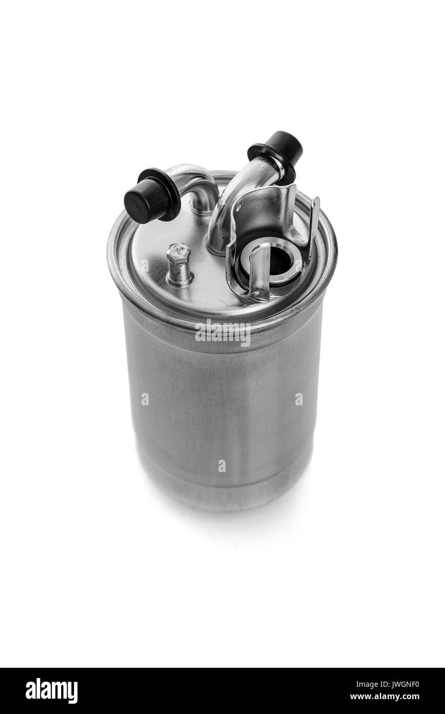 Filtro carburante auto diesel isolato. Foto Stock