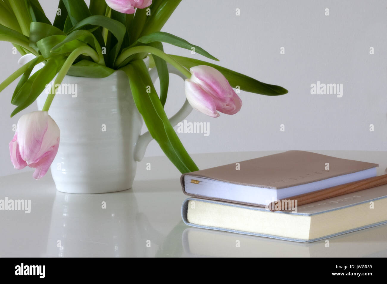 Immagine di colore rosa pallido i tulipani Foto Stock