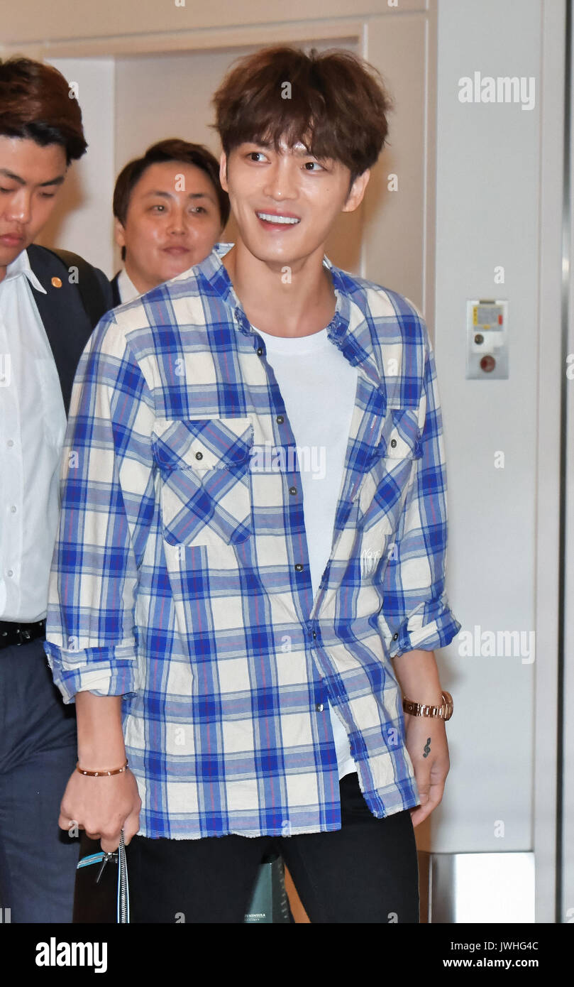 Jae-Joong, JYJ, 12 agosto 2017, Tokyo, Giappone : cantante coreano Kim Jae-Joong di JYJ arriva a Tokyo International Airport in Tokyo, Giappone, il 12 agosto 2017. Credito: AFLO/Alamy Live News Foto Stock