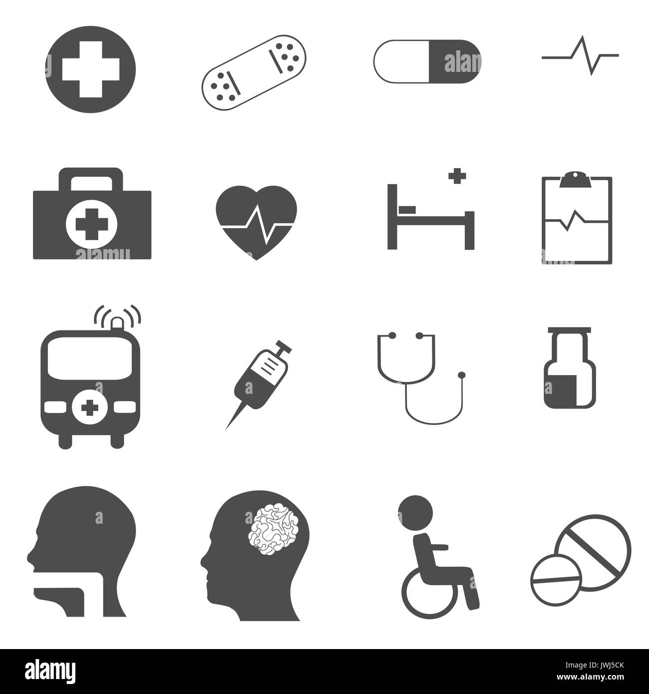 Icone mediche di vettore set Foto Stock