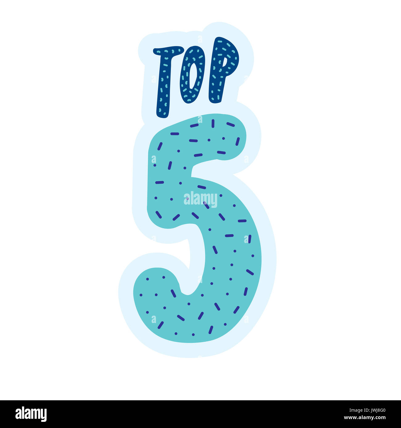 Top 5 banner. Lettering del vettore. Foto Stock